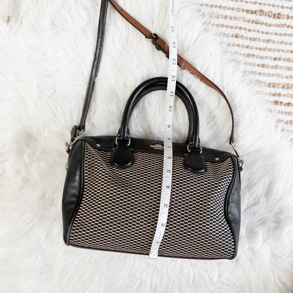 Coach F57242 Legacy Mini Bennett Checkered Satchel Bag Leather Gold Hardware - Picture 13 of 15